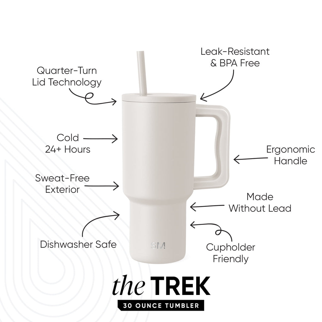 Simple Modern 30 fl oz Insulated Stainless Steel Trek Tumbler with Straw Lid | Seaglass Sage and Cream Checkmate - 2P24