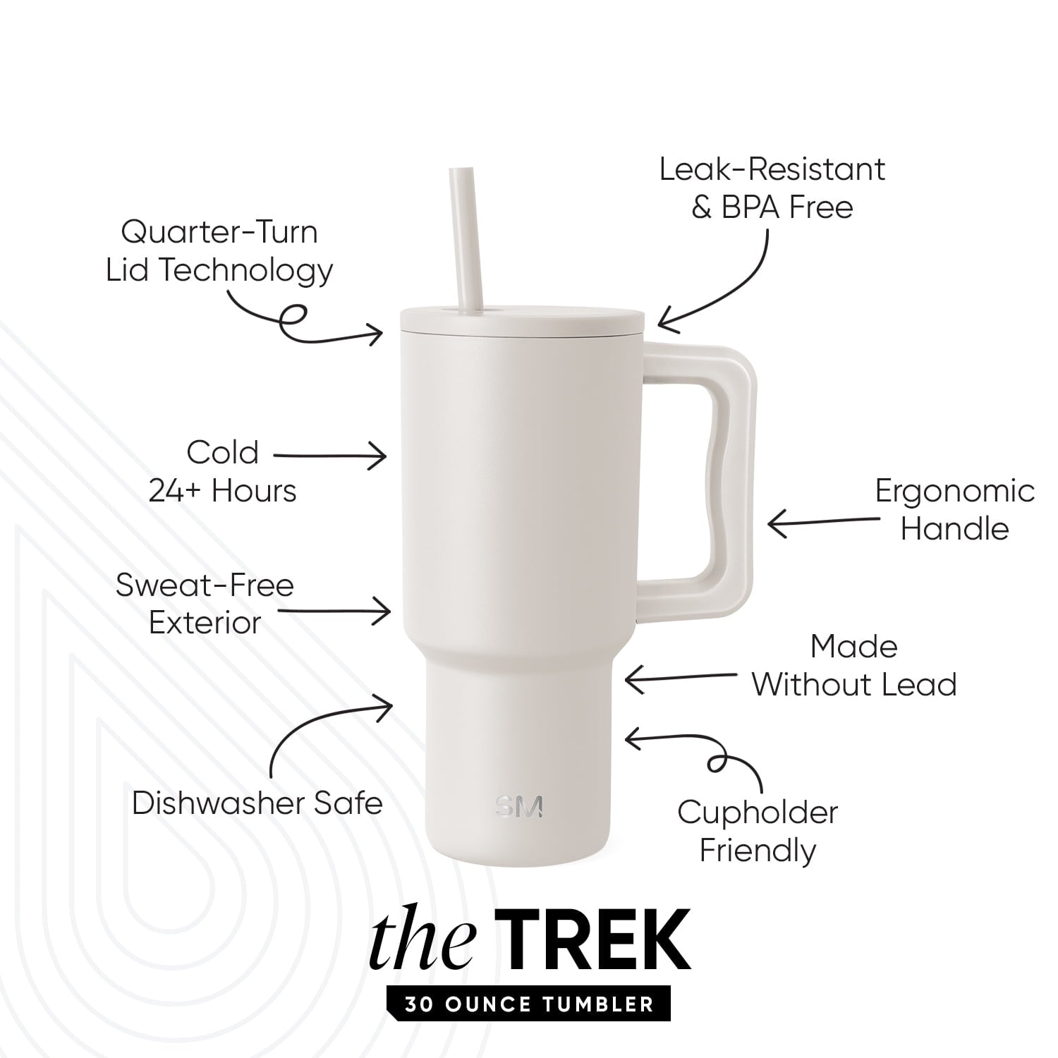 Simple Modern 30 fl oz Insulated Stainless Steel Trek Tumbler with Straw Lid | Seaglass Sage and Cream Checkmate - 2P24