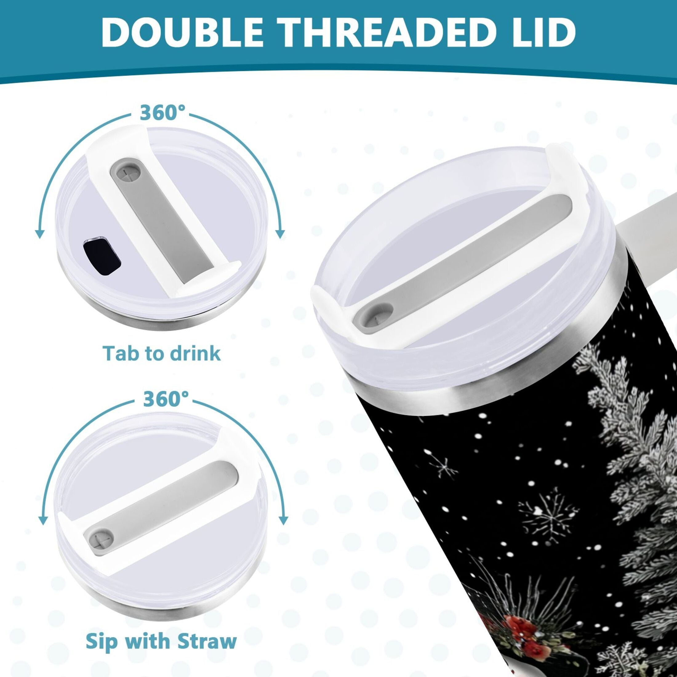 30 oz Insulated Stainless Steel Tumbler Double Wall Stainless Steel Tumbler with 2-Way Drinking Christmas Snowman - ST6G