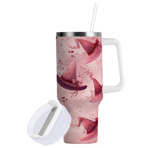 30 oz Insulated Stainless Steel Tumbler Double Wall Stainless Steel Tumbler with 2-Way Drinking Hats with Delicate Bows - 4CKV