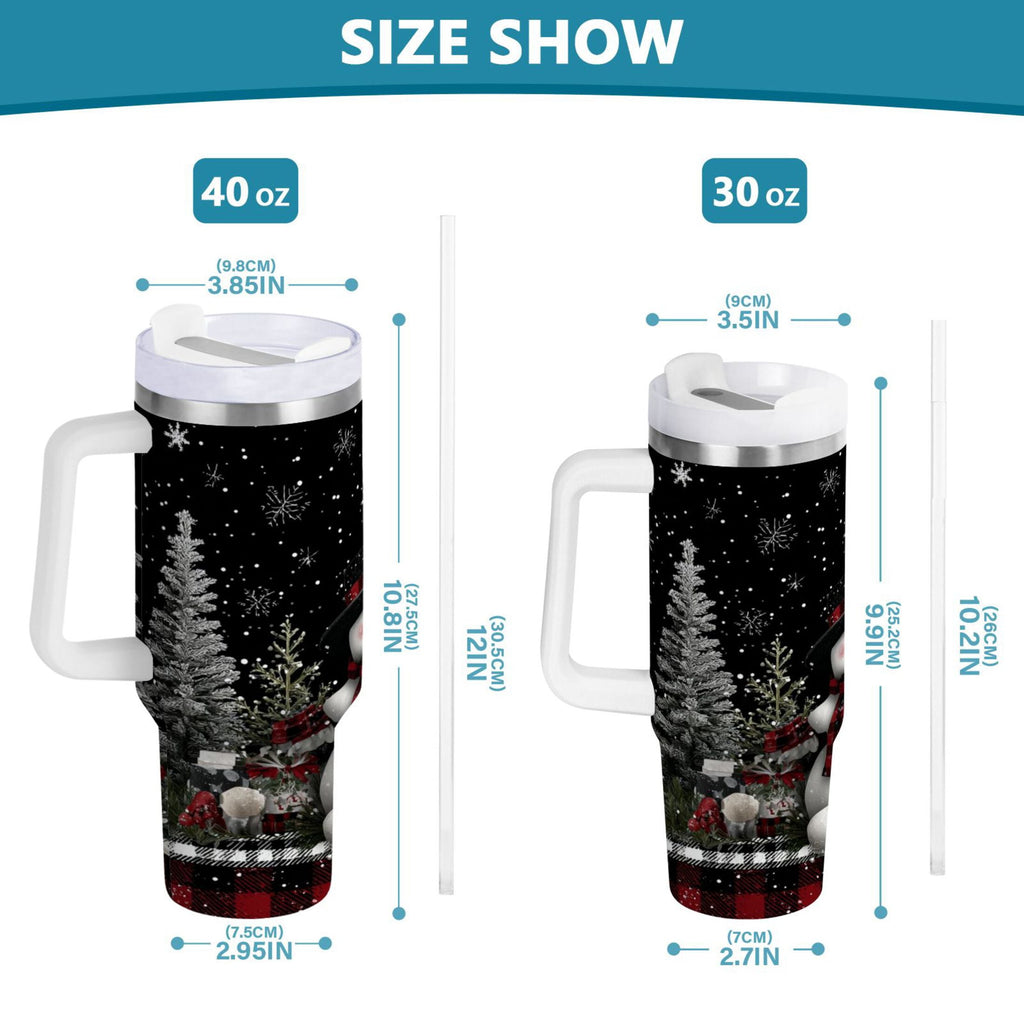 30 oz Insulated Stainless Steel Tumbler Double Wall Stainless Steel Tumbler with 2-Way Drinking Christmas Snowman - ST6G