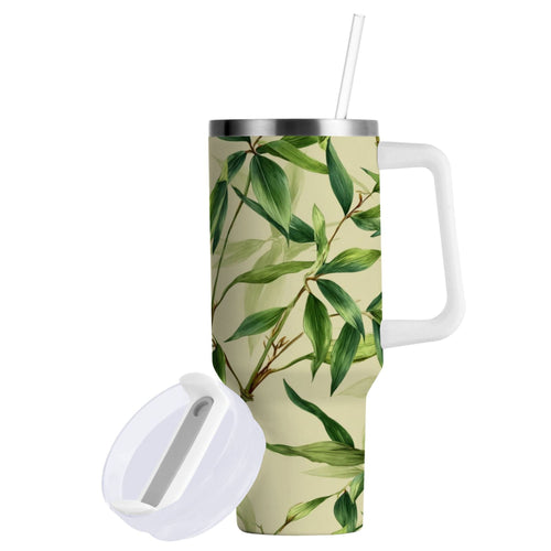 30 oz Insulated Stainless Steel Tumbler Double Wall Stainless Steel Tumbler with 2-Way Drinking Bamboo Pattern - G2ZM