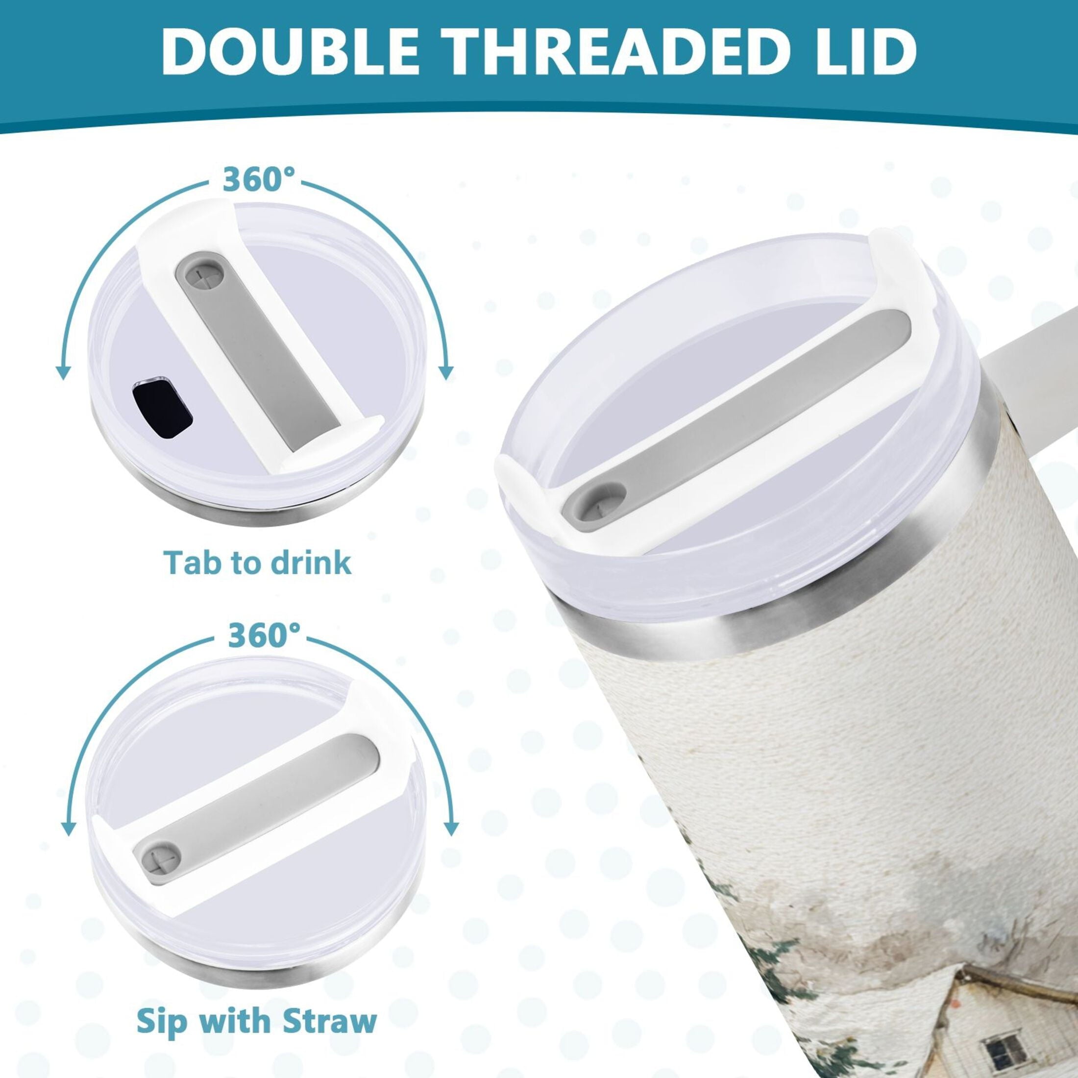 30 oz Insulated Stainless Steel Tumbler Double Wall Stainless Steel Tumbler with 2-Way Drinking Truck with Christmas Decorations - MPAG