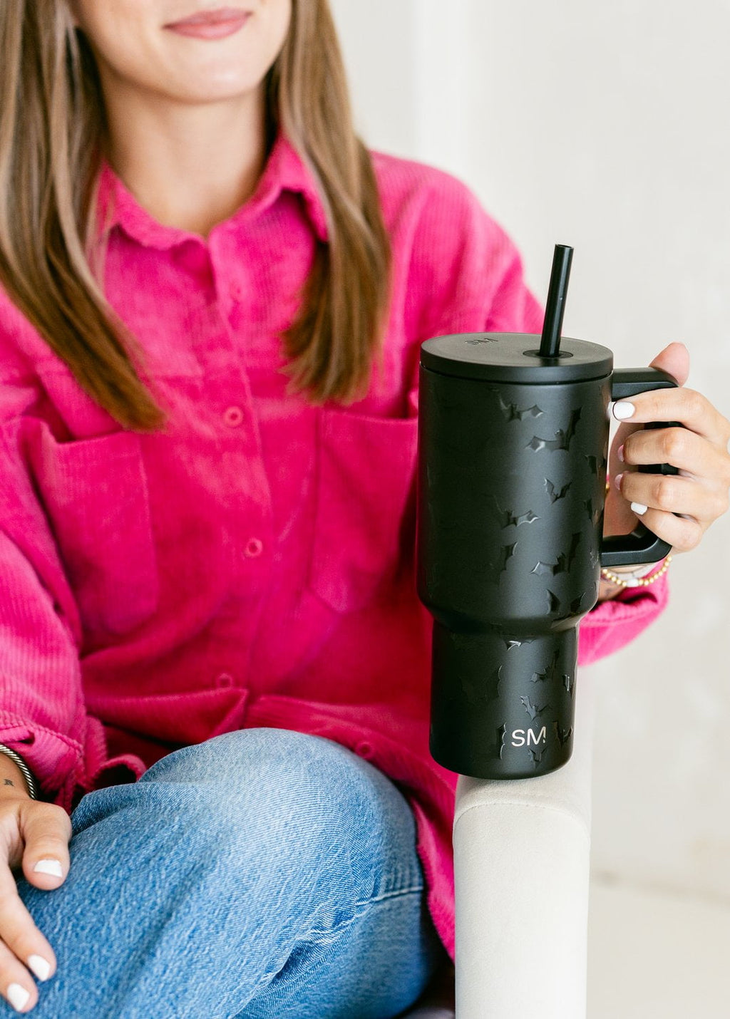 Simple Modern 30 fl oz Insulated Stainless Steel Trek Tumbler with Straw Lid | Seaglass Sage and Cream Checkmate - 2P24