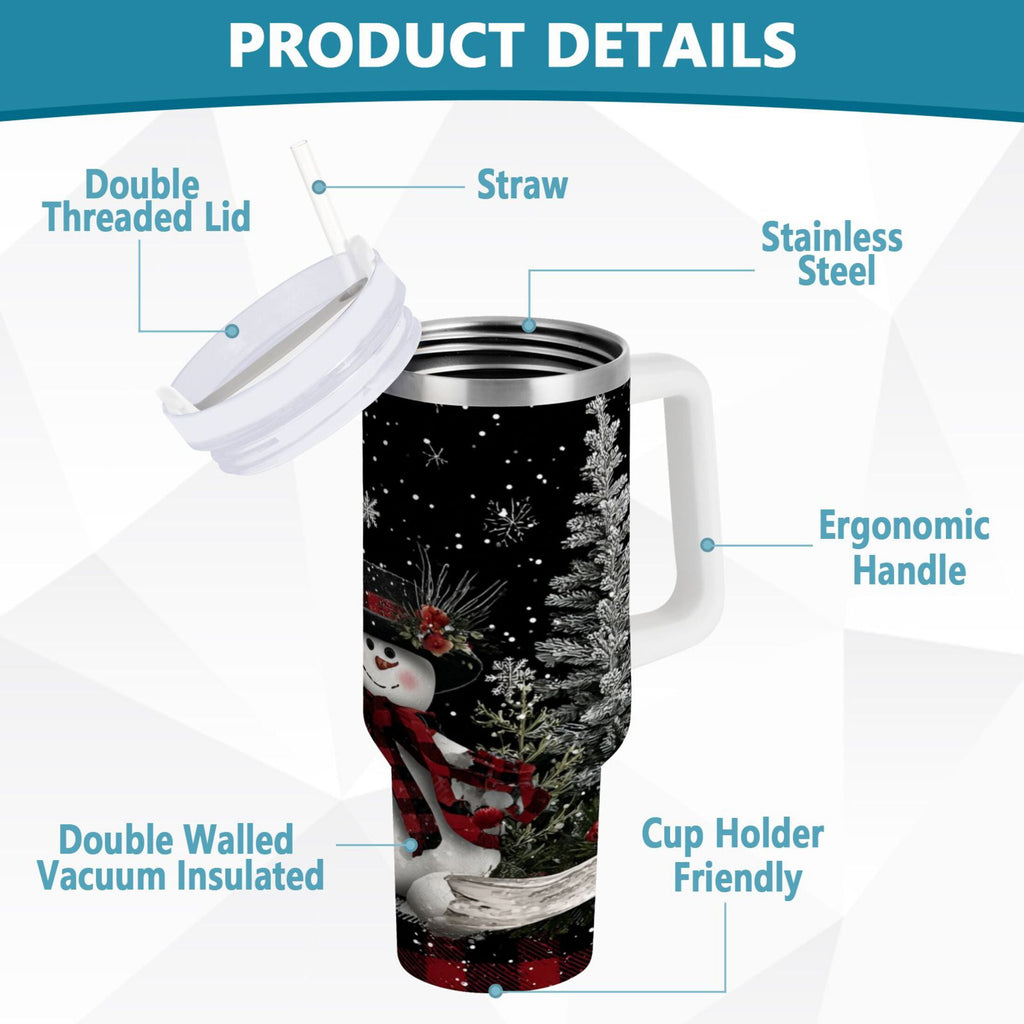 30 oz Insulated Stainless Steel Tumbler Double Wall Stainless Steel Tumbler with 2-Way Drinking Christmas Snowman - ST6G