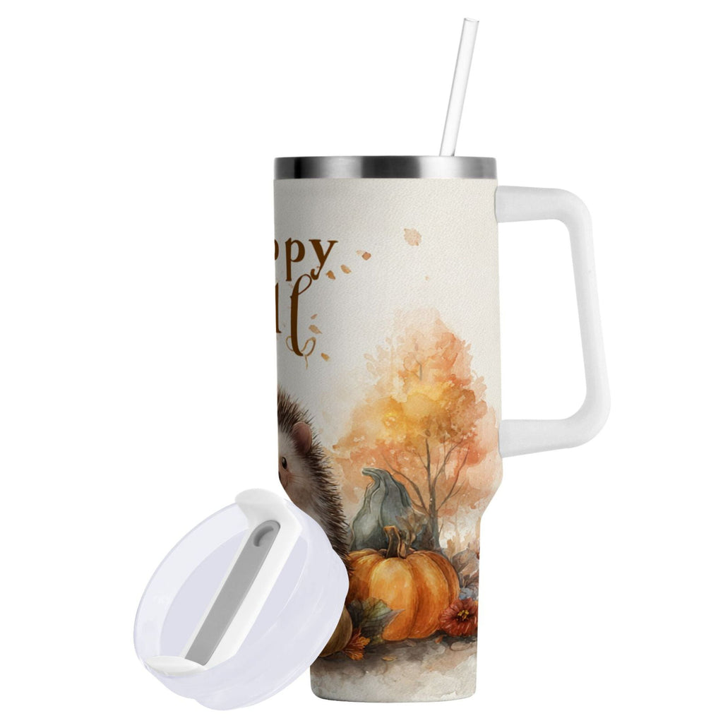 30 oz Insulated Stainless Steel Tumbler Double Wall Stainless Steel Tumbler with 2-Way Drinking Cute Little Hedgehog - L9YJ