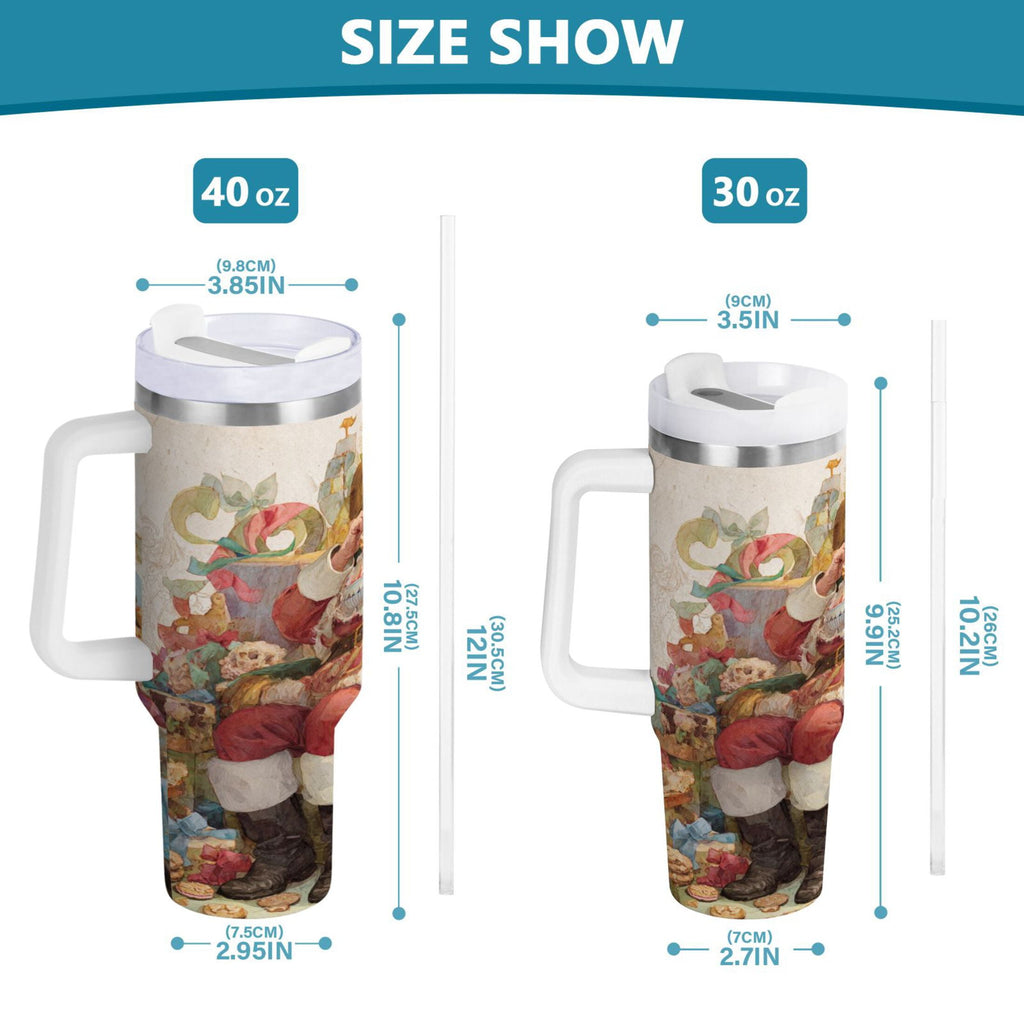 30 oz Insulated Stainless Steel Tumbler Double Wall Stainless Steel Tumbler with 2-Way Drinking Santa Claus Sitting in Chair - EC23