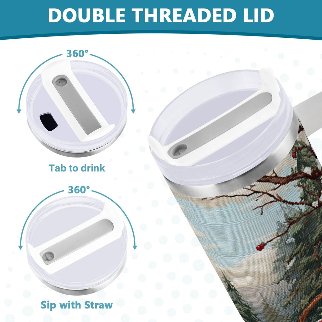 30 oz Insulated Stainless Steel Tumbler Double Wall Stainless Steel Tumbler with 2-Way Drinking Apples and Baskets - 2AQA