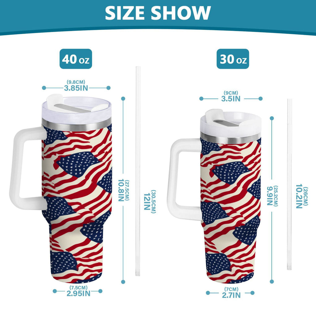 40 oz Insulated Stainless Steel Tumbler Double Wall Stainless Steel Tumbler with 2-Way Drinking Flags Abstract Design - VX3M