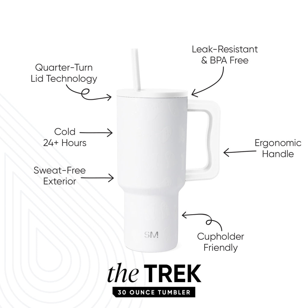 Simple Modern 30 fl oz Insulated Stainless Steel Trek Tumbler with Straw Lid | Seaglass Sage and Cream Checkmate - 2P24