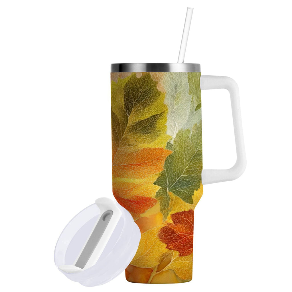 30 oz Insulated Stainless Steel Tumbler Double Wall Stainless Steel Tumbler with 2-Way Drinking Various Shades Autumn Leaves - GYLD