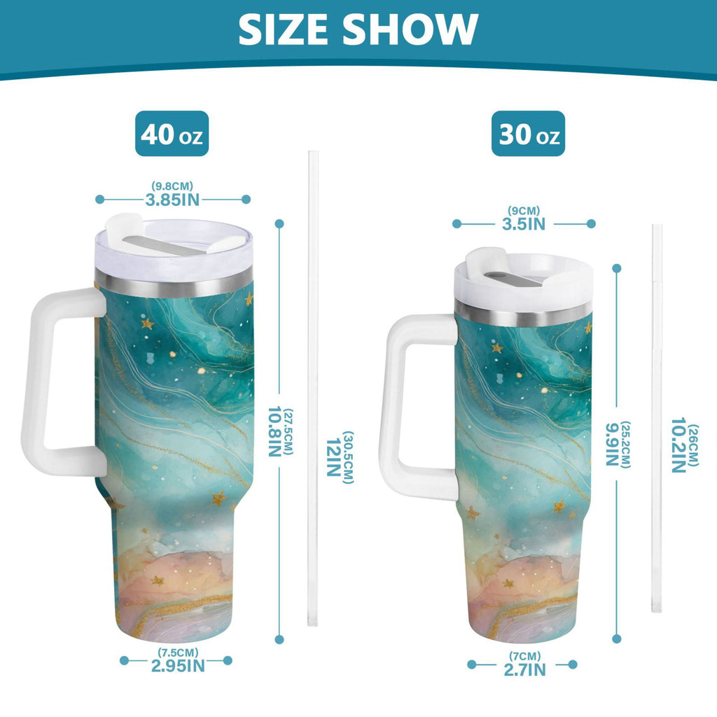 40 oz Insulated Stainless Steel Tumbler Double Wall Stainless Steel Tumbler with 2-Way Drinking Beautiful Watercolor Stars - 7HCA